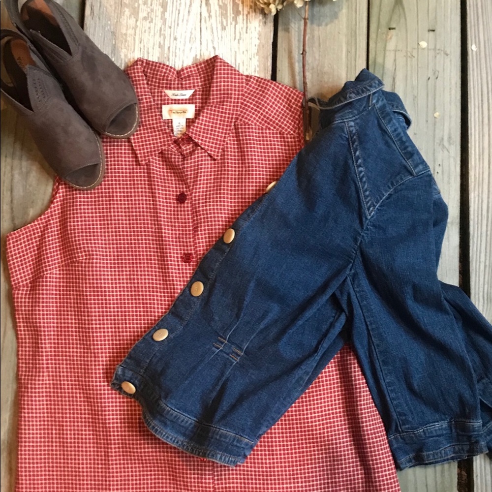 LN-Talbots red white check sleeveless